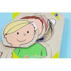 wholesale funny human shape jigsaw toy newest kids wooden human shape jigsaw toy colorful wooden human shape jigsaw toy W14A137