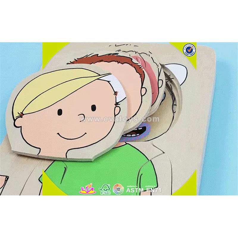 wholesale funny human shape jigsaw toy newest kids wooden human shape jigsaw toy colorful wooden human shape jigsaw toy W14A137