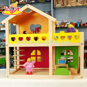 2018 wholesale kid wooden doll house family cheap baby wooden doll house family children wooden doll house family W06A157