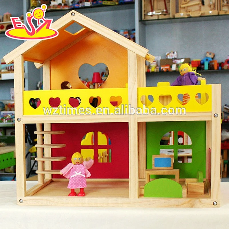 2018 wholesale kid wooden doll house family cheap baby wooden doll house family children wooden doll house family W06A157