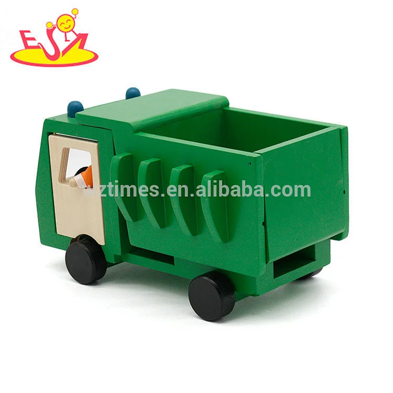 Neue Ankunftskarikatur mini hölzerne Abfallwagen spielt für Kinder W04A360