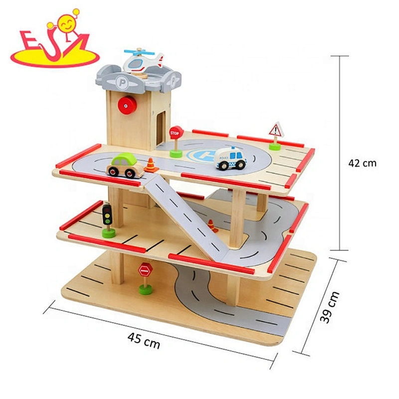 2019 New hottest preschool wooden kids car garage with elevator W04B077