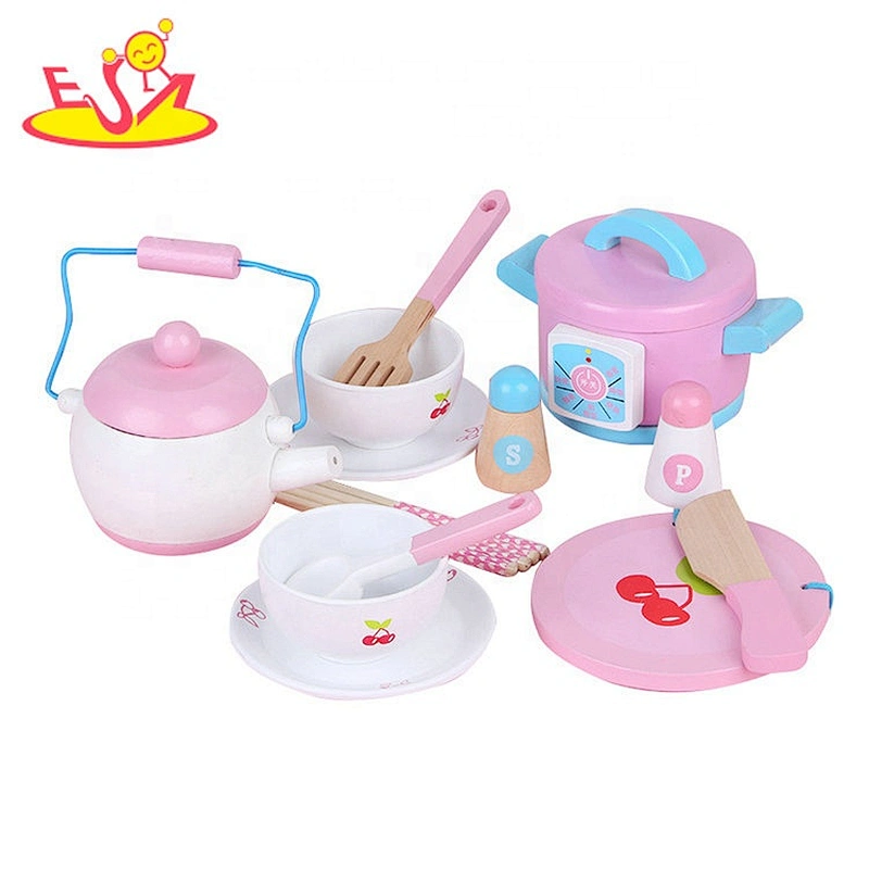 2019 New arrival pretend play wooden toy saucepans for kids W10D227