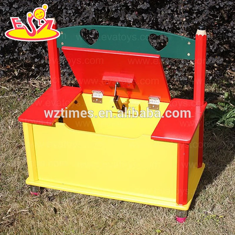 Wholesale customize baby wooden storage box bench used to sit and placing items W08C093