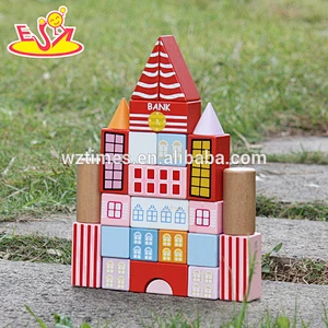 2018 New design 25 pieces educational kids wooden toy blocks for preschoolers W13A124