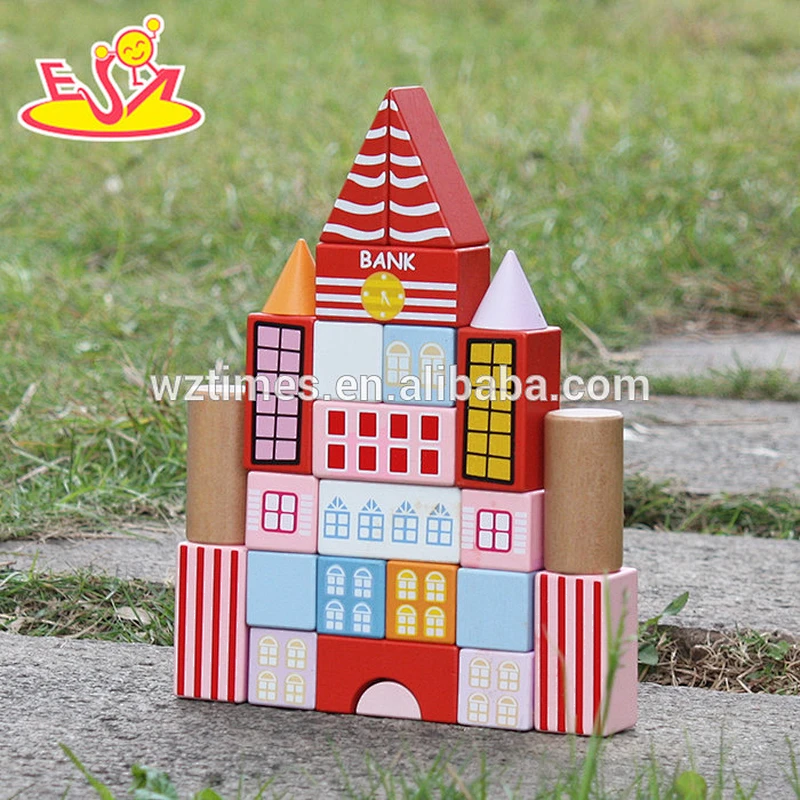 2018 New design 25 pieces educational kids wooden toy blocks for preschoolers W13A124