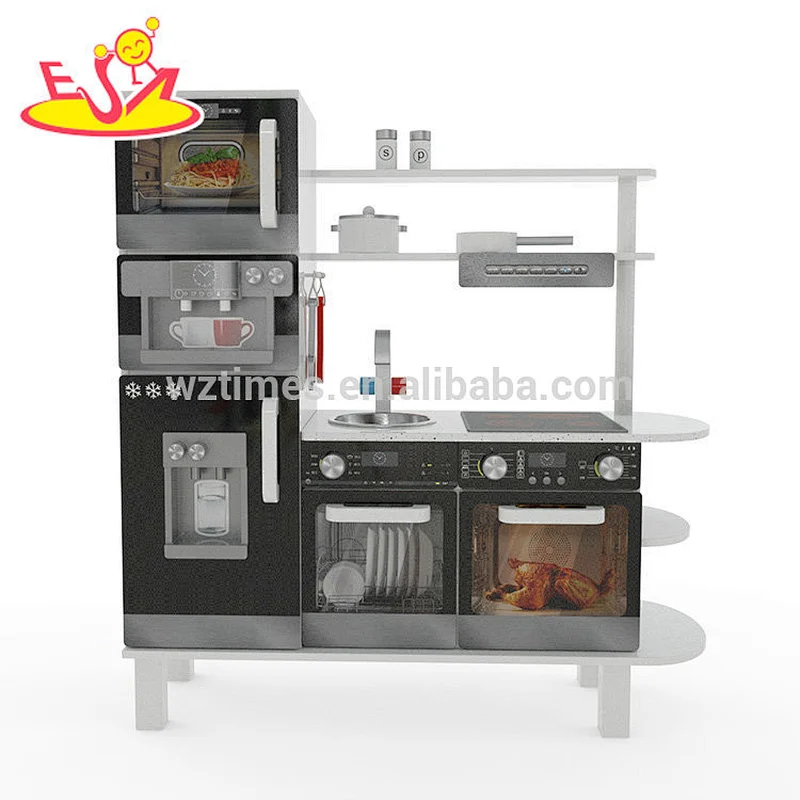 Juego de cocina grande de madera para niños con accesorios W10C357