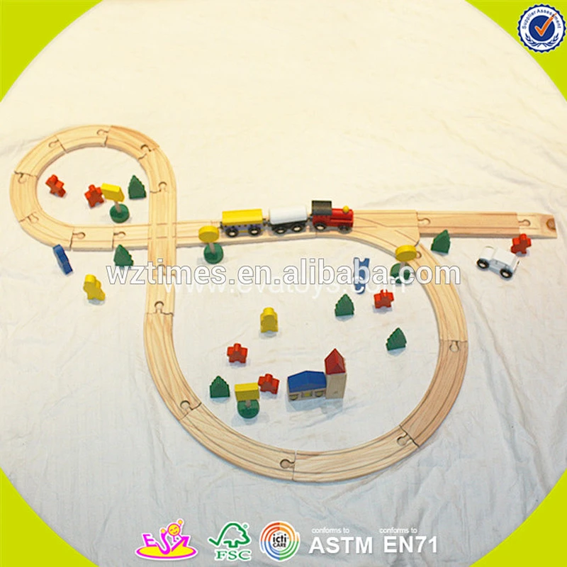 wholesale 120 pcs baby construction toy train track hottest design children wooden toy train track W04C074