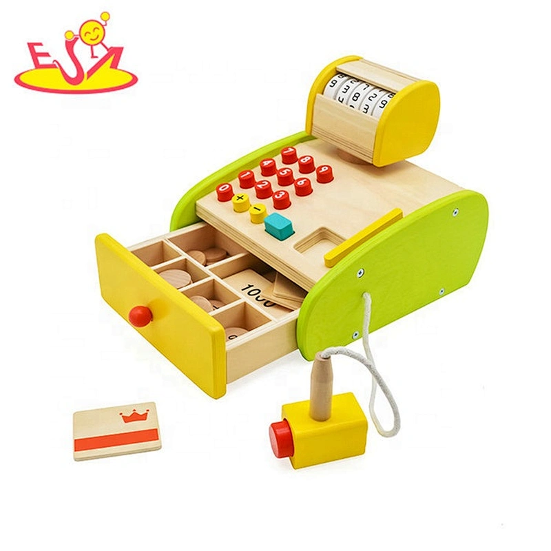 2019 New design children mini wooden cashier toy for pretend play W10A097