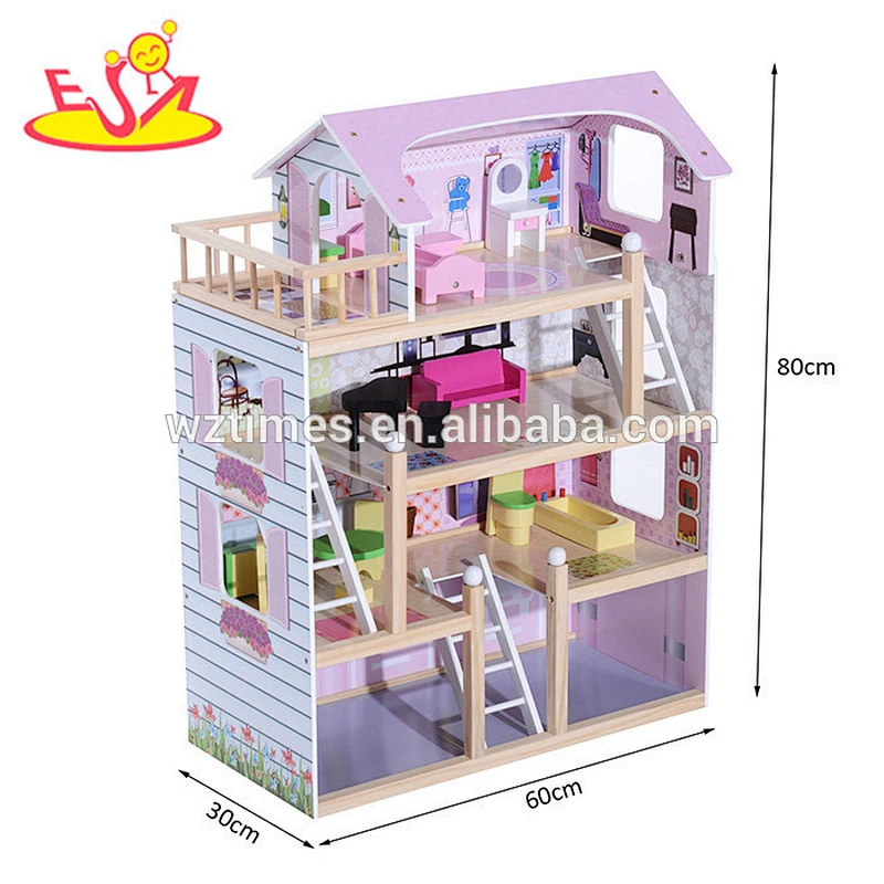 high quality 4 floors children wooden dollhouse kits with garage W06A238