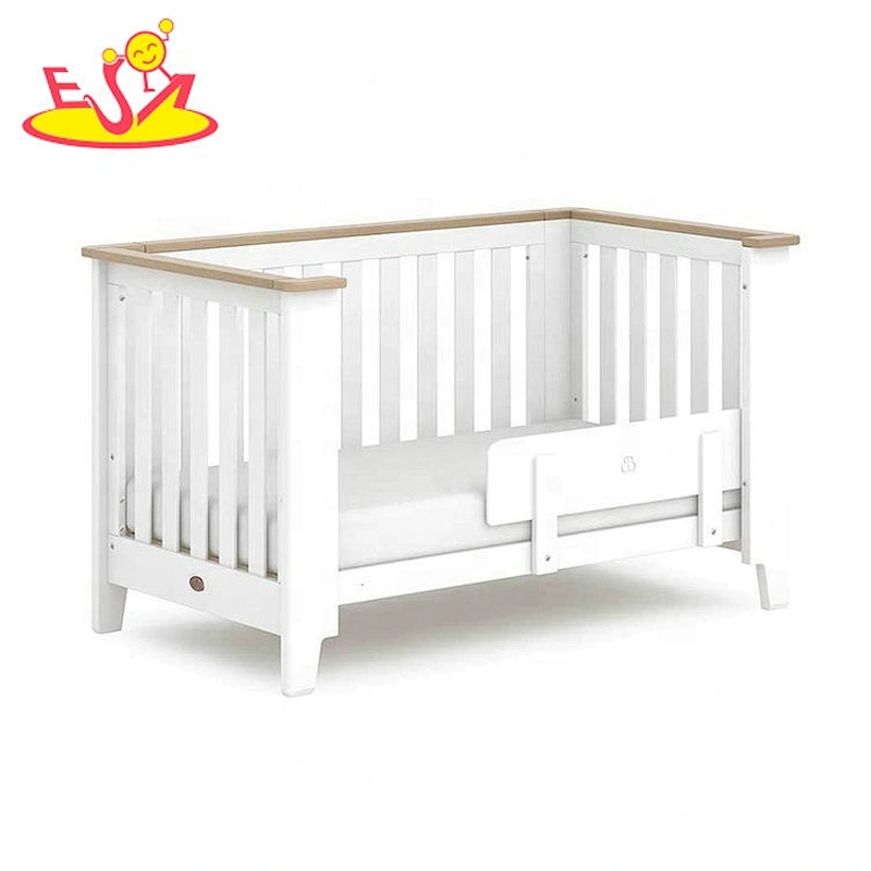 high quality modern wooden white baby crib with drawers W08E032