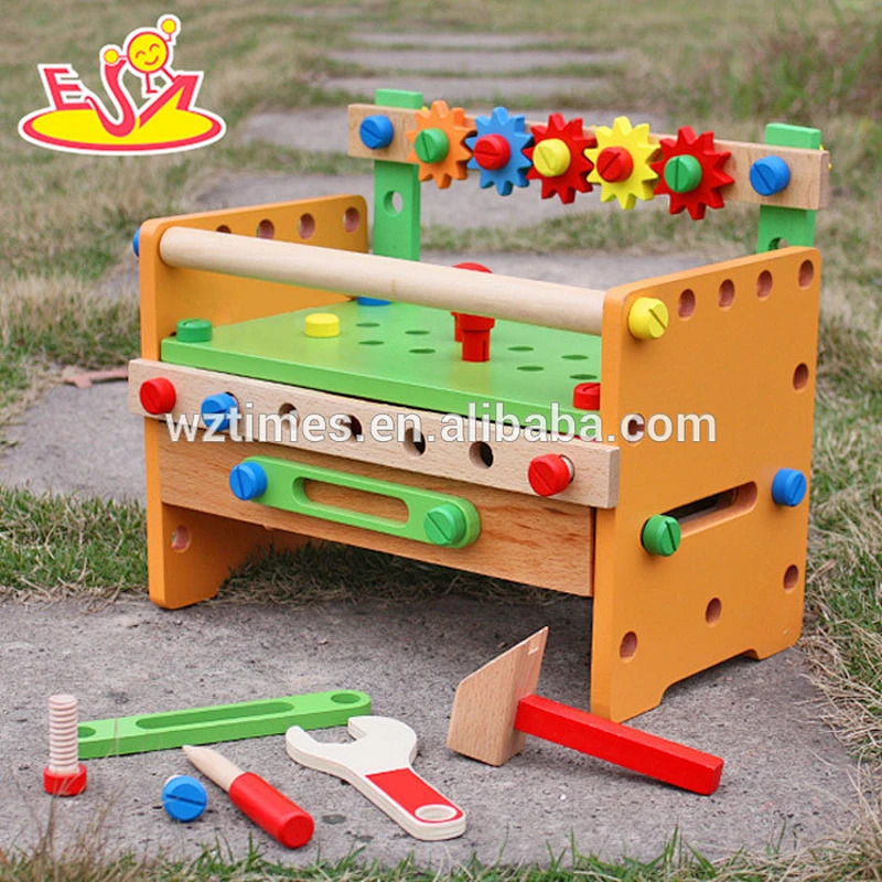 Wholesale early learning customize wooden tools bench toy for children W03D055
