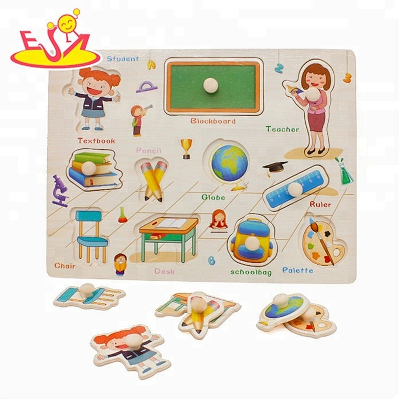 New design classroom learning wood puzzle toy for toddlers W14M146