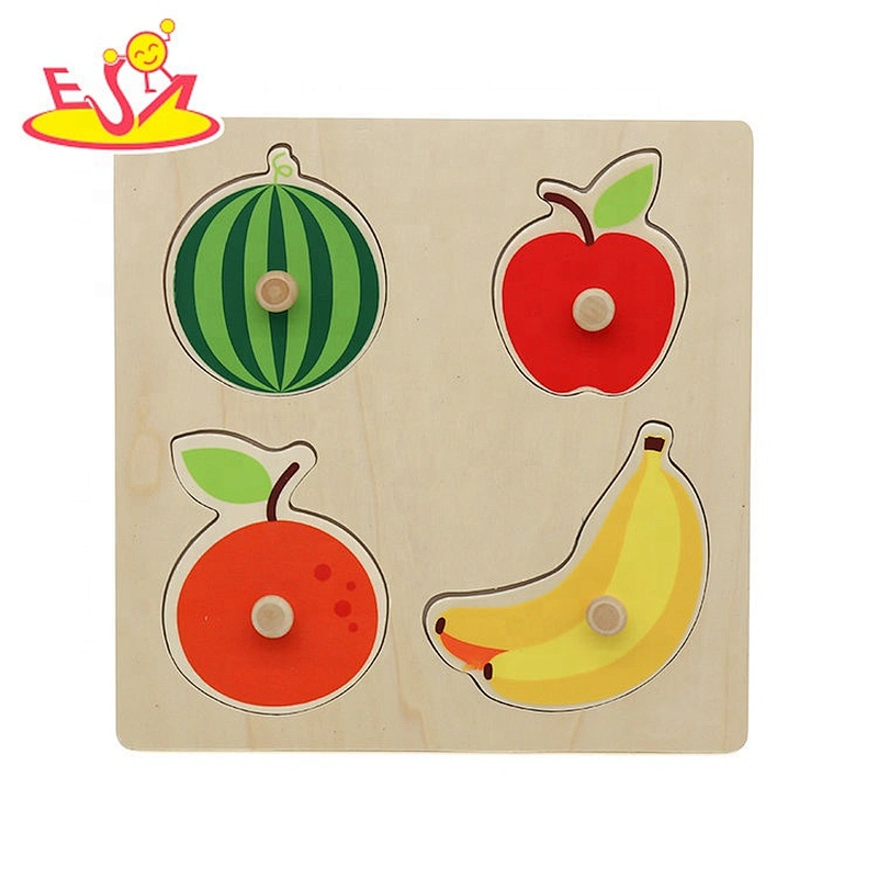 2019 New design baby educational wooden fruit matching game with knob W14M157