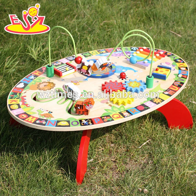 2018 Wholesale multi-function toys wooden toddler activity table funny play wooden toddler activity table W12D065