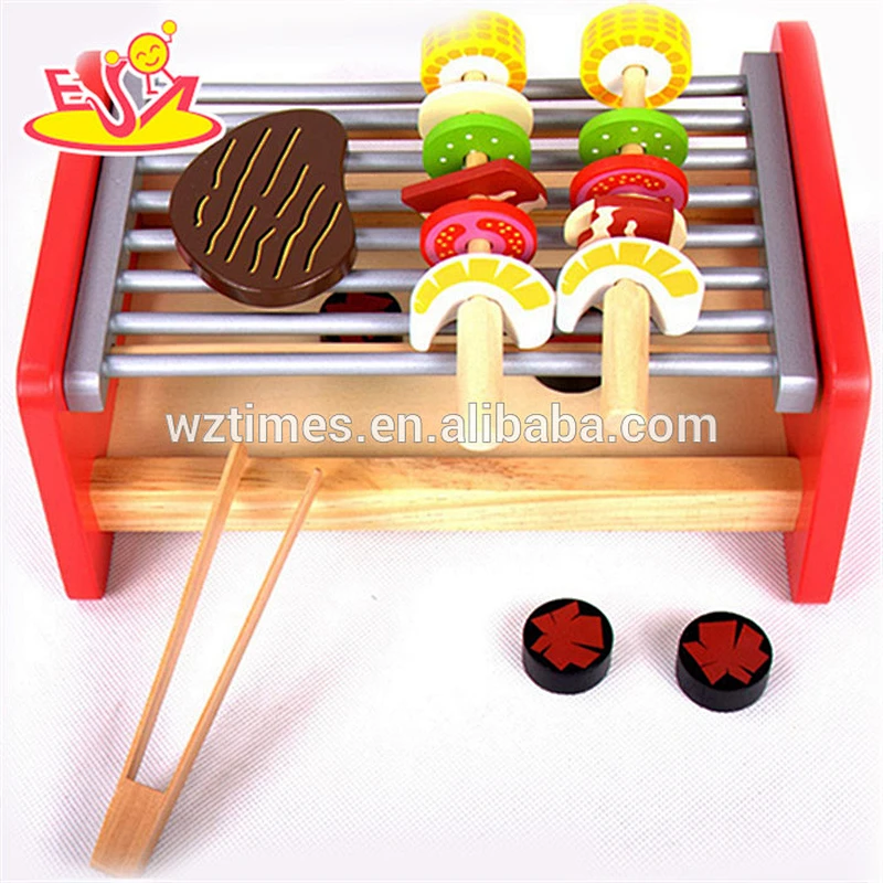 wholesale high quality mini wooden BBQ grill toys cutie wooden BBQ grill toys W10C165