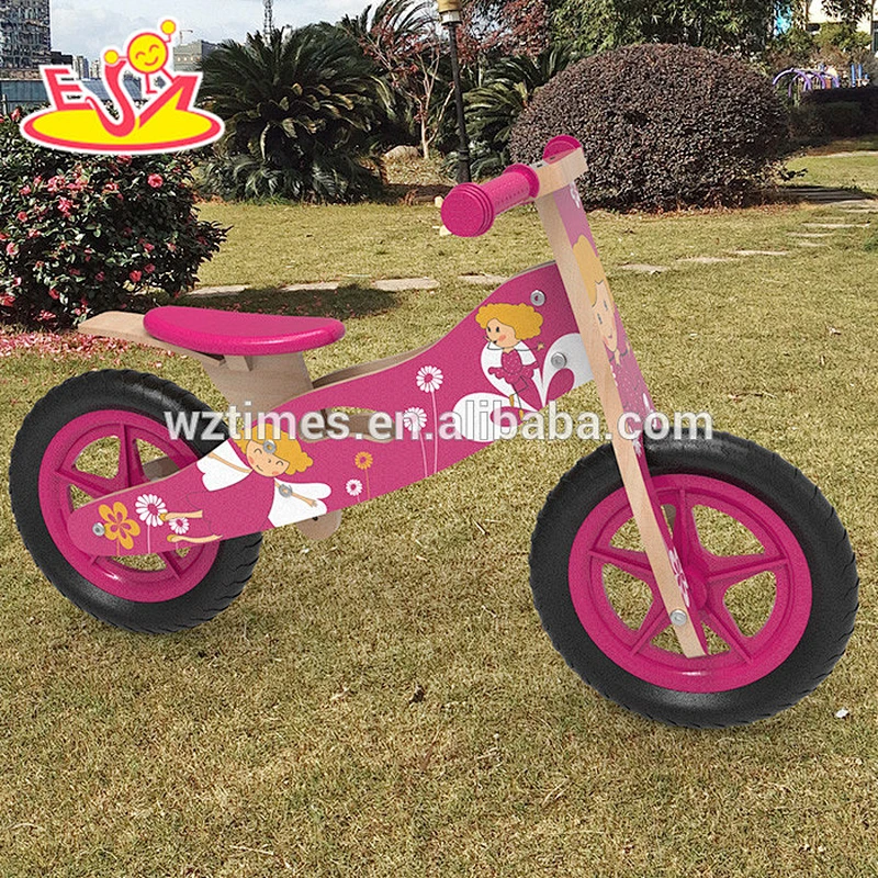 Hottest cartoon wooden girls balance bike for toddlers training W16C173