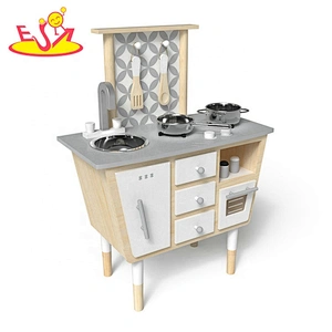 2019 New design children wooden steel kitchen set toy for play W10C475B