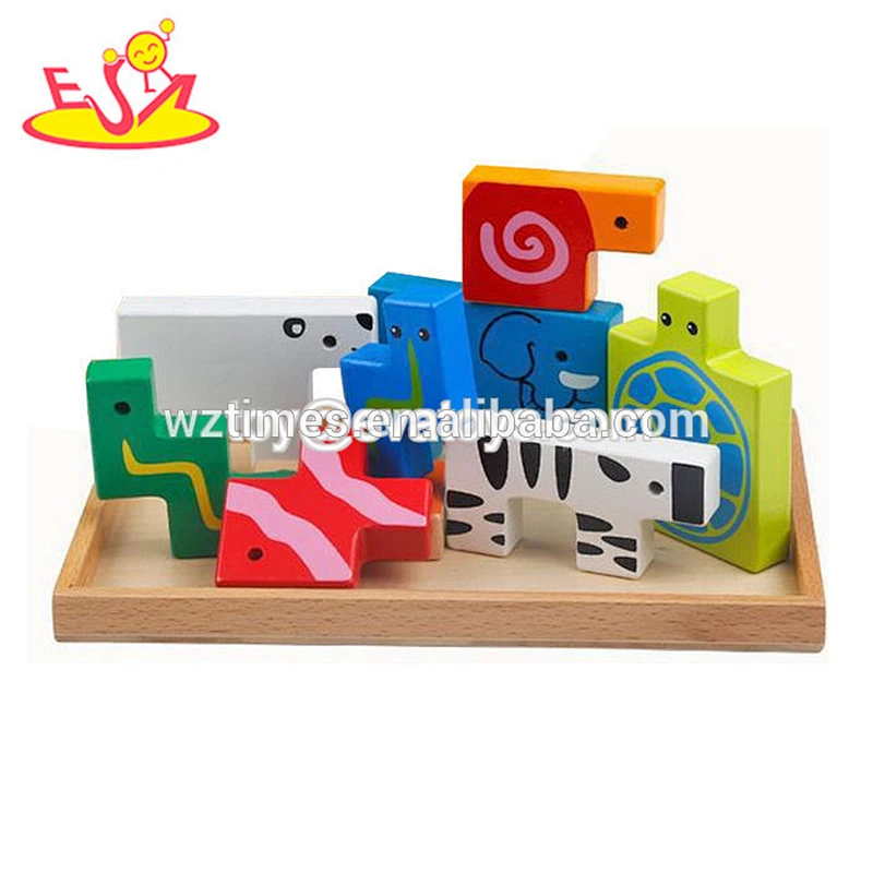 2018 Wholesale wooden shape-recognition puzzle kids animals jigsaw puzzle with best price W14A184