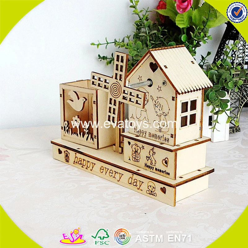 Wholesale top fashion children wooden pen container popular wooden pen container W02A031