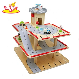 2019 New hottest preschool wooden kids car garage with elevator W04B077