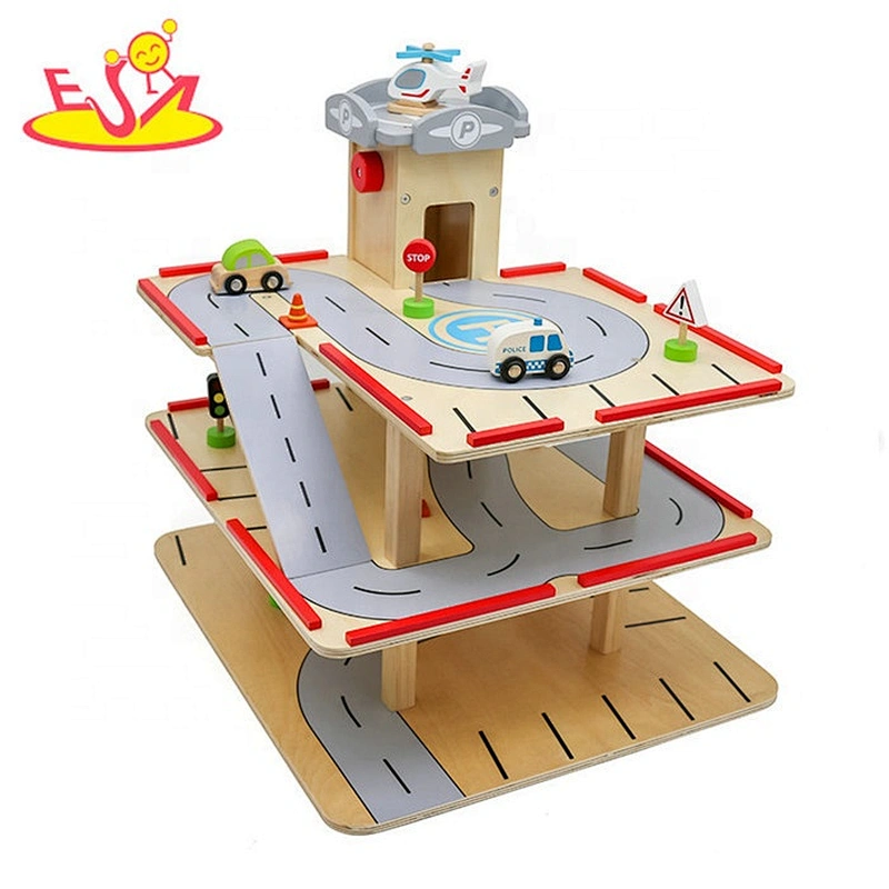 2019 New hottest preschool wooden kids car garage with elevator W04B077