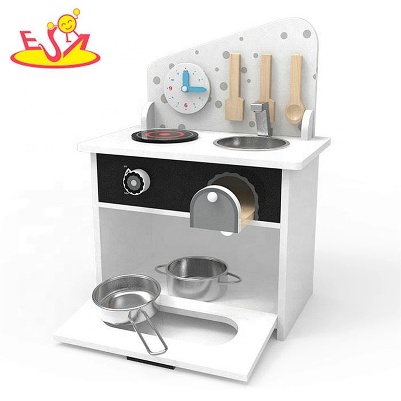 2019 Original Design white wooden small play kitchen for children W10C428