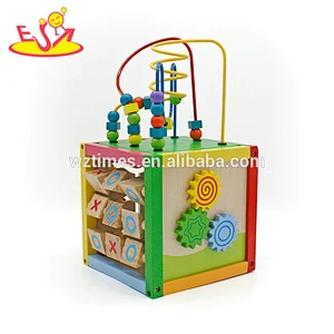 جديد سخونة النشاط الاطفال لعب المكعب الخشبي لعبة مع الخرز W11B167