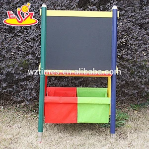 Wholesale best gift kids wooden easel with one side magnetic whiteboard and one side blackboard W12B047