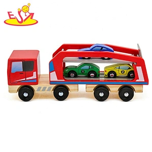 2018 New arrival children Car Loader wooden toy trucks with trailers W04A413