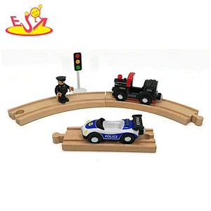 2019 New arrival 46 pieces diy wooden train tracks toys for kids W04C185