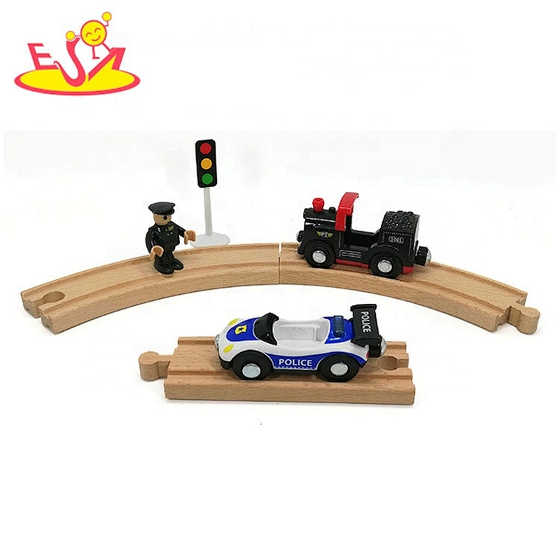 2019 New arrival 46 pieces diy wooden train tracks toys for kids W04C185