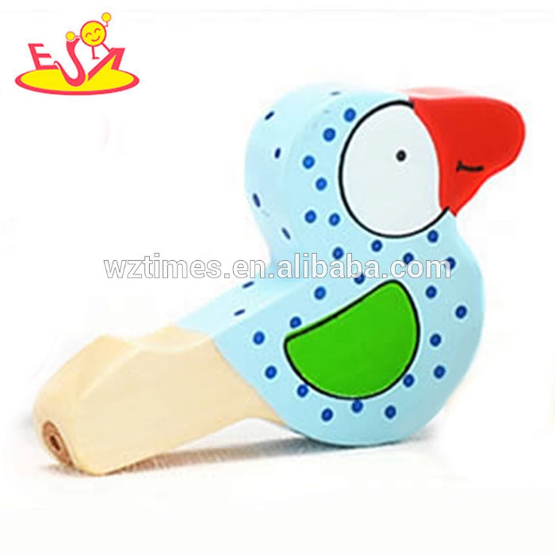 Wholesale customize kids best choice bird shape wooden whistle toy for fun W07E005