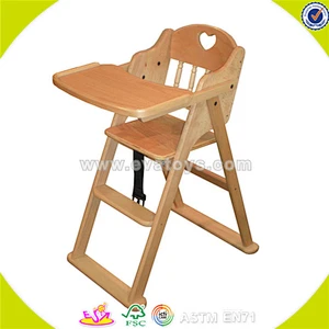 Wooden safety Baby sitting High Chair toy for kids hot sale baby wooden high chair set W08F011