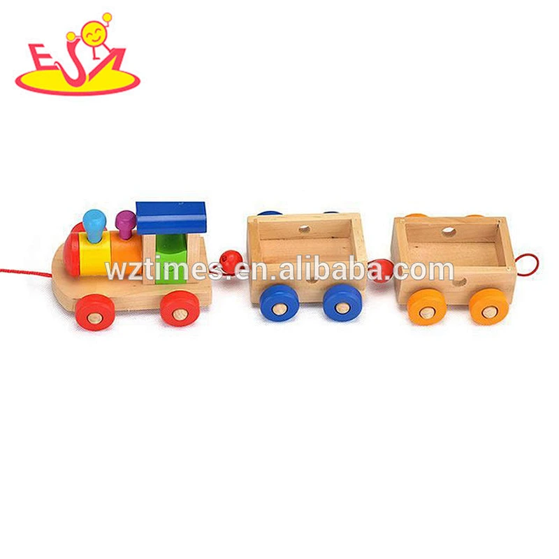 2018 wholesale baby wooden train block funny kids wooden train block educational children wooden train block W05C024