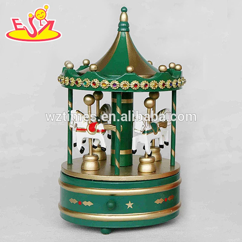 wholesale baby wooden carousel music box christmas kids wooden carousel music box wooden carousel music box W07B010A