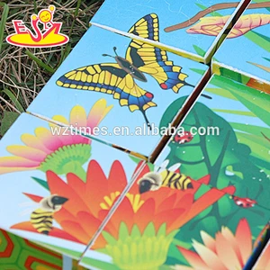 Wholesale interesting wooden cartoon pattern cube jigsaw puzzle toy for kids W14F045