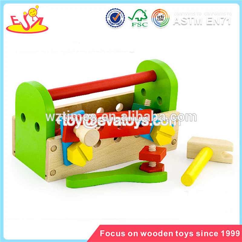 Venta al por mayor de bricolaje niños niños caja de herramientas de madera de juguete más popular bebé caja de herramientas de madera juguete W03D018
