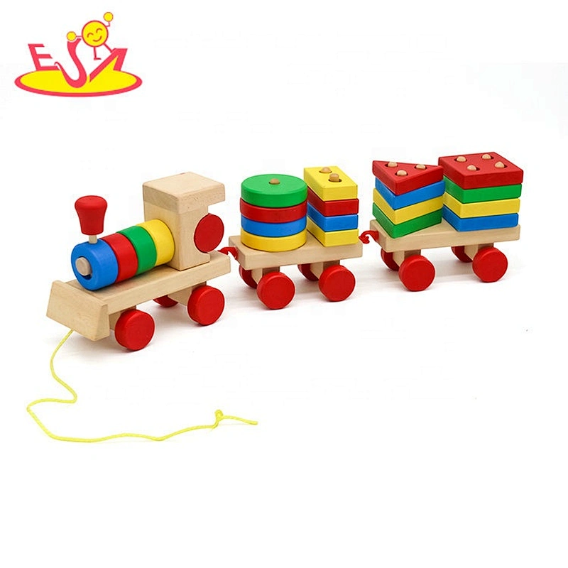 2019 Top fashion pull along wooden small toys for kids W05B184