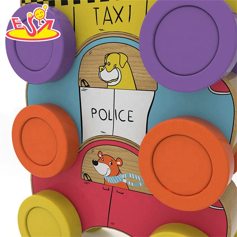 2019 New arrival funny small wooden toy cars for preschoolers W04A410
