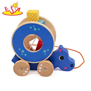 New arrival hippo wooden push toys for toddlers W05B182