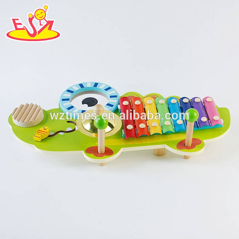 Wholesale best sale crocodile shaped green wooden xylophone musical set toy for children W07A093