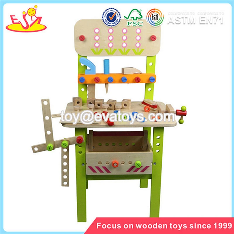 Wholesale interesting wooden tools kit toy DIY funny kids wooden tools kit workbench toy W03D031