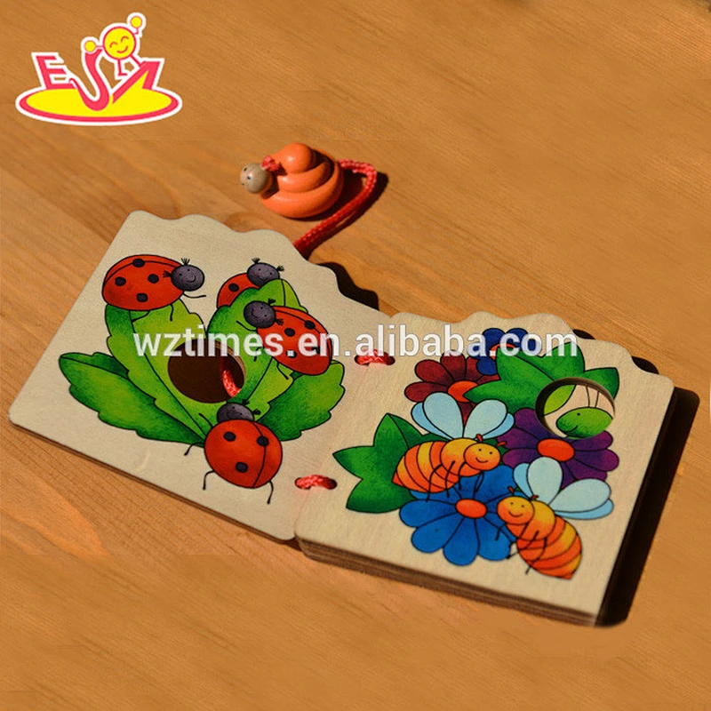 wholesale educational colored wooden child book toy for sale W12E007