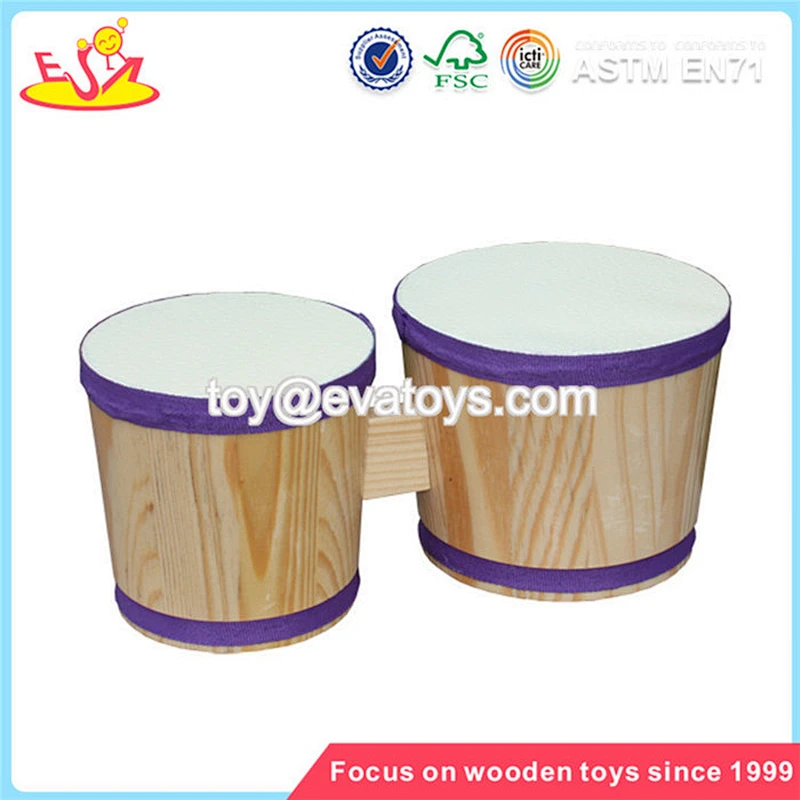 wholesale simple style wooden toy double drums funny wooden toy double drums for toddlers W07J004