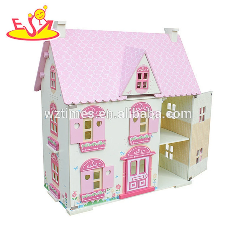 2018 Neues Design kleines viktorianisches Puppenhaus aus Holz für Kinder W06A022