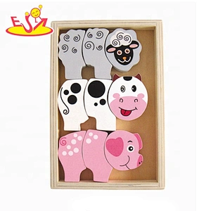 Most popular wooden animal blocks toys for kids W13E030