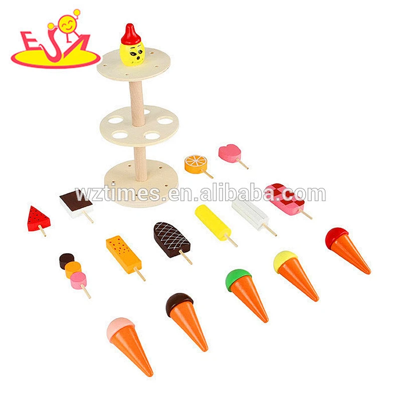 2018 wholesale baby wooden ice cream cone toys DIY kids wooden ice cream cone toy children wooden ice cream cone toys W10B172