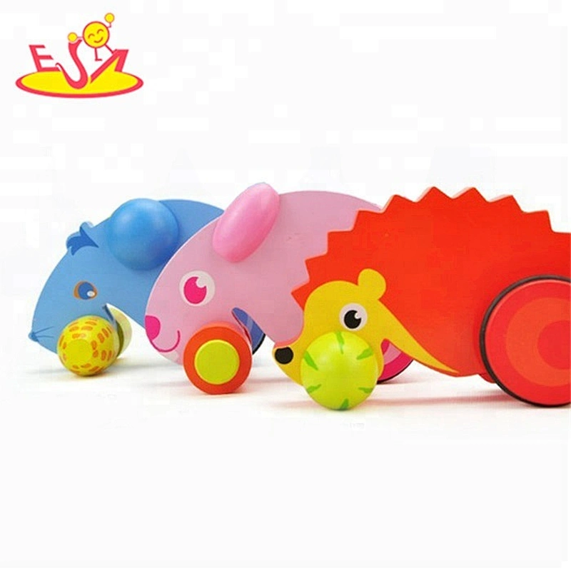Wholesale animals style wooden push toy walker for kids W05A006