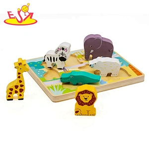 2019 New sale educational wooden animal puzzle games for kids W14D089
